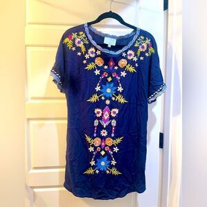 Skies are blue embroidered dress size M